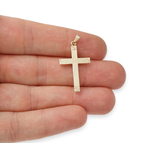 Vintage 10K Gold Cross Necklace Pendant Solid Yellow Gold - Picture 2 of 7